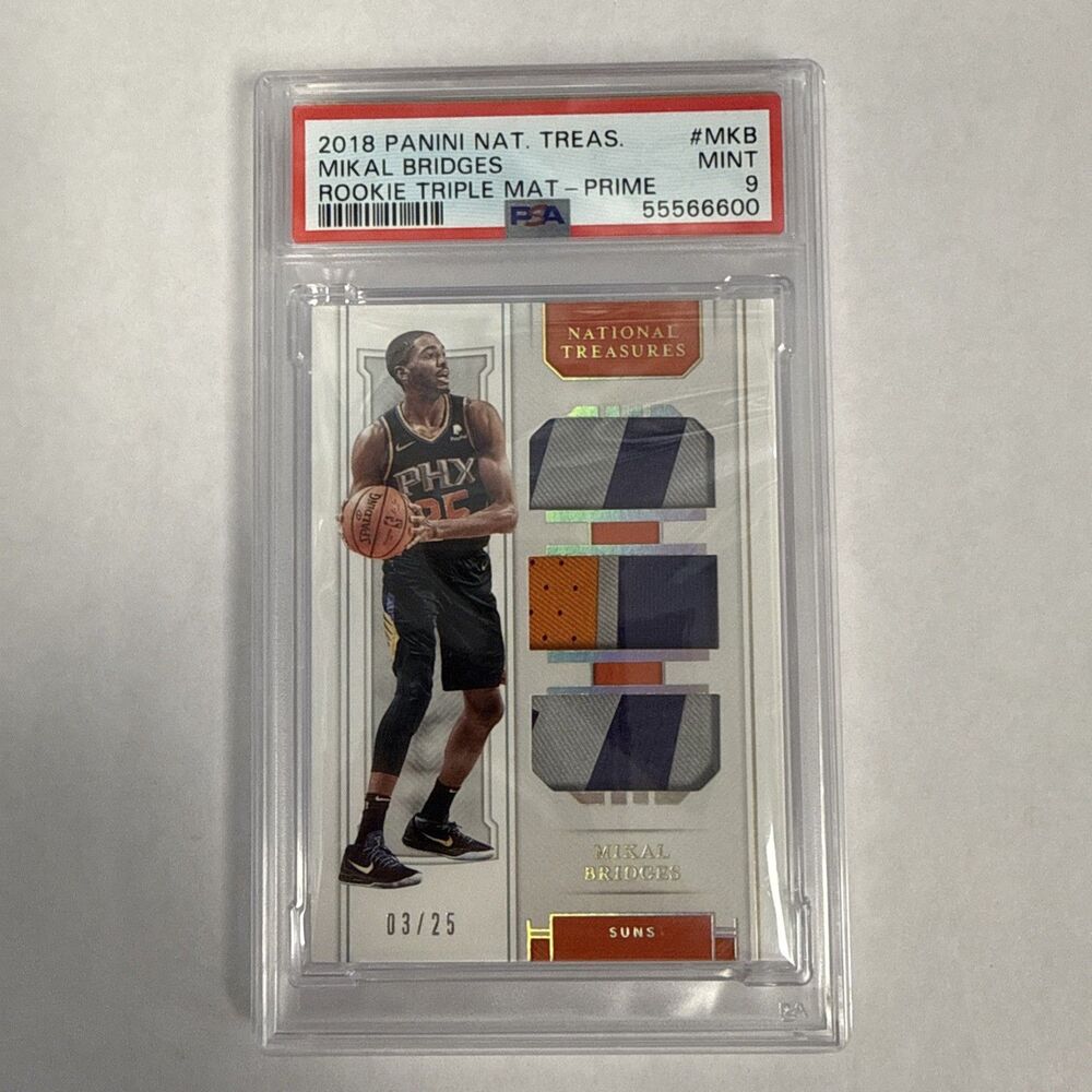 2018 Panini Nat. Treasures Rookie Triple Mat Mikal Bridges #RT-MKB Prime 03/25